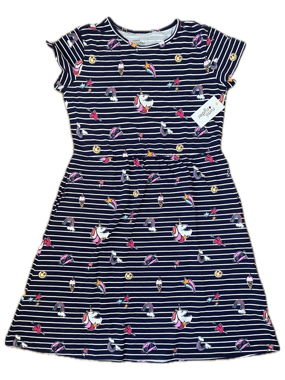 Rumi + Ryder striped short sleeves print dress NEW WITH TAGS